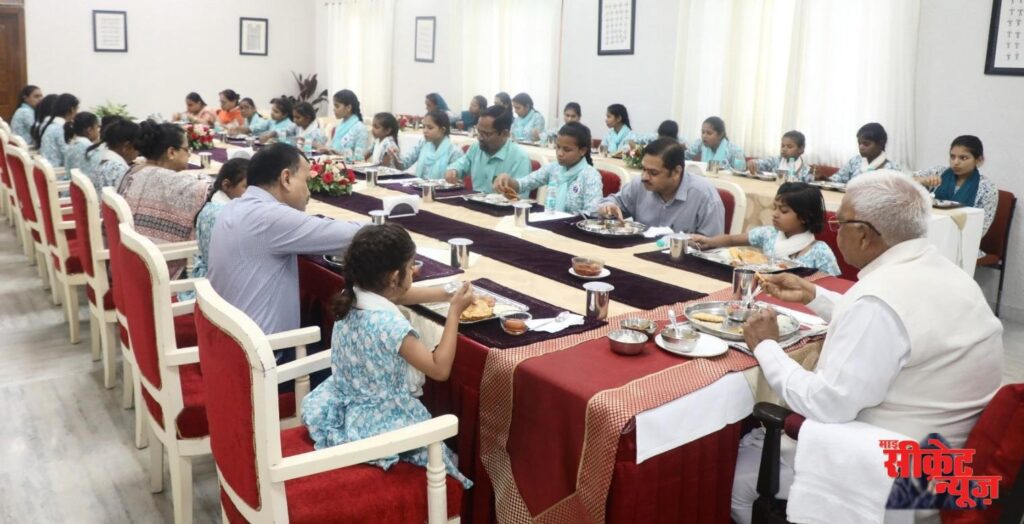 governor patel had lunch with differently abled girls